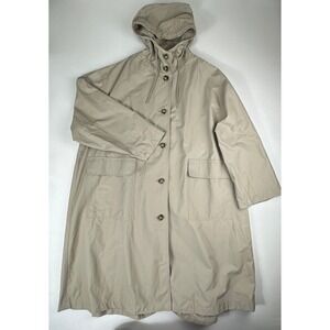 Zara Oversized Hooded Trench Coat Khaki Green Long Jacket Women's M-L